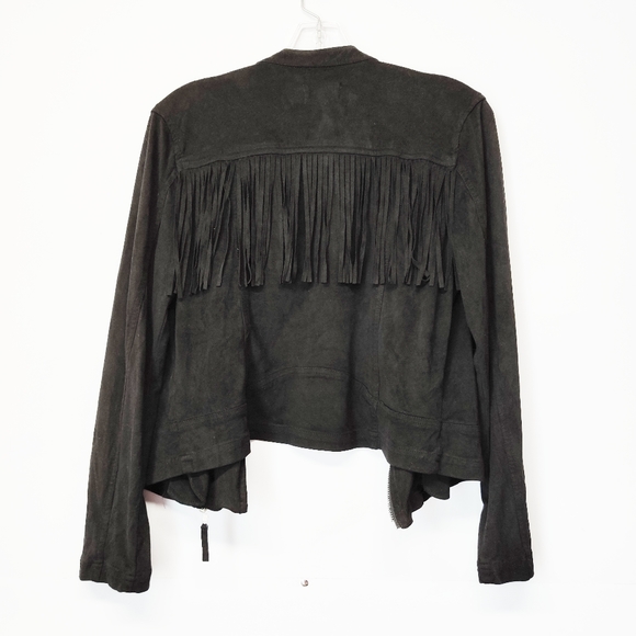 Jolt Jackets & Blazers - Jolt Black Faux Suede Fringe Moto Style Jacket